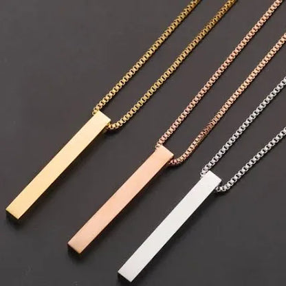 Personalized Bar Necklace, Engraved Name Date Jewelry, Stainless Steel 3 colors| Senior gift